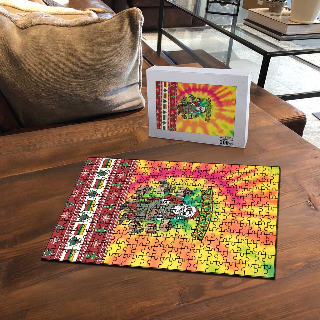 Personalized Lithuania Christmas Puzzle Skeleton Cross Tie-Dye Vintage - Wonder Print Shop