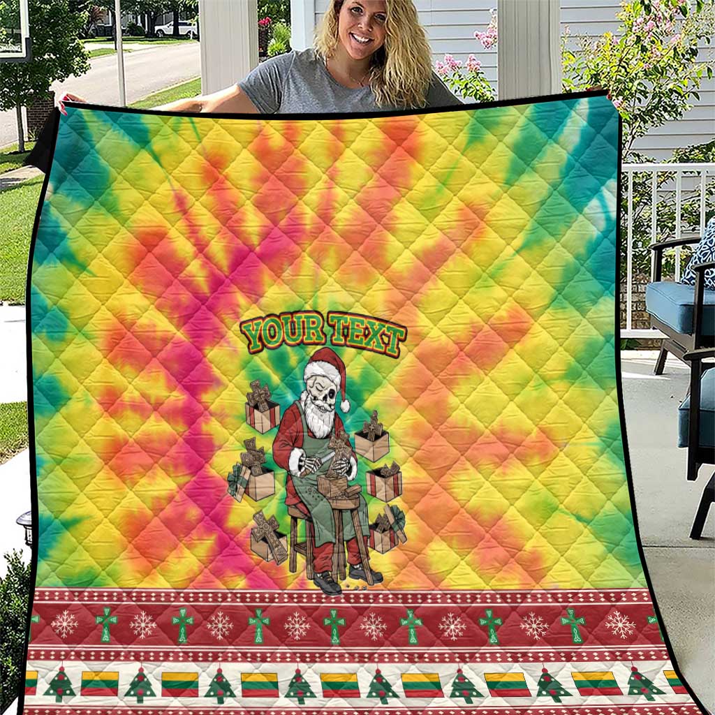 Personalized Lithuania Christmas Quilt Skeleton Cross Tie-Dye Vintage - Wonder Print Shop