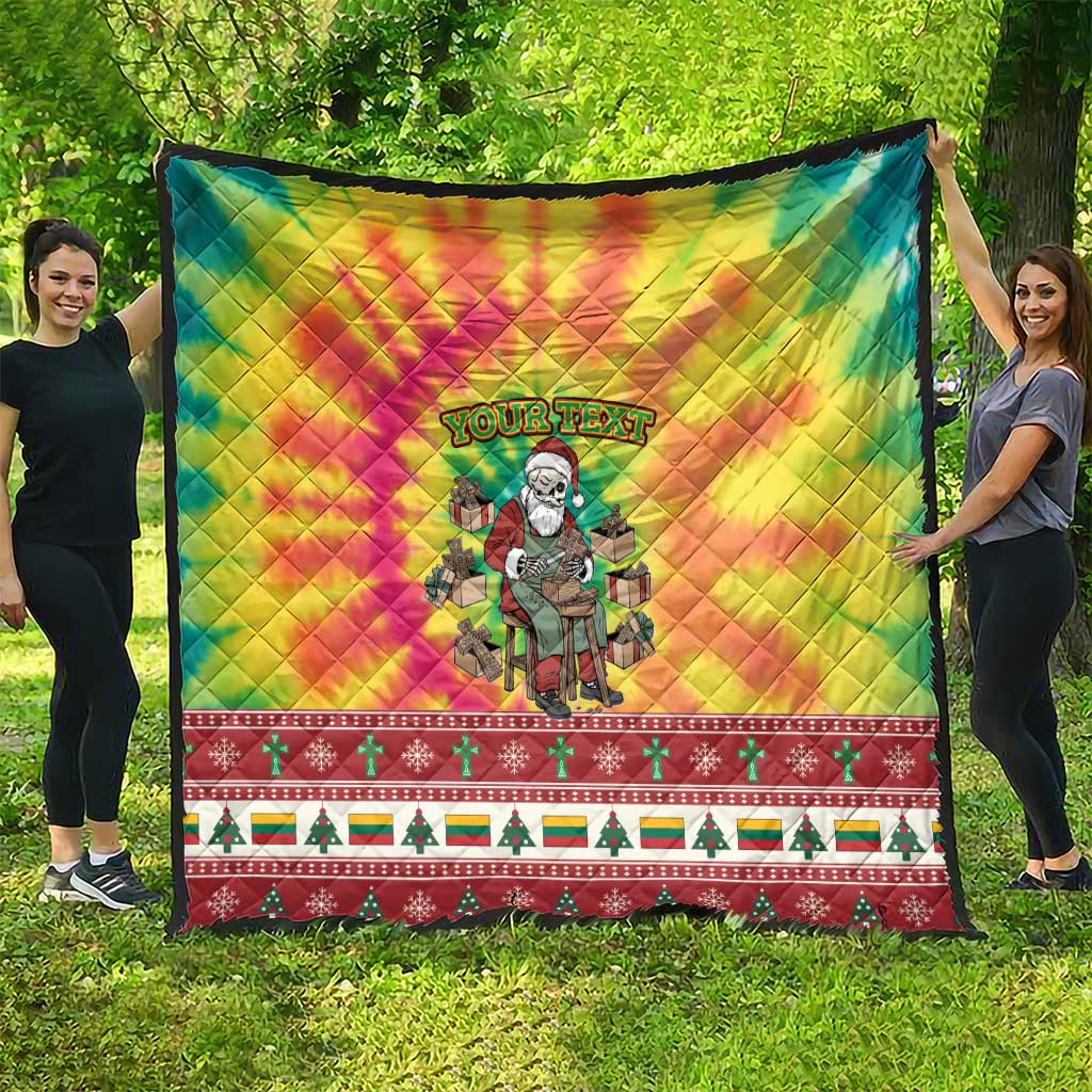 Personalized Lithuania Christmas Quilt Skeleton Cross Tie-Dye Vintage - Wonder Print Shop