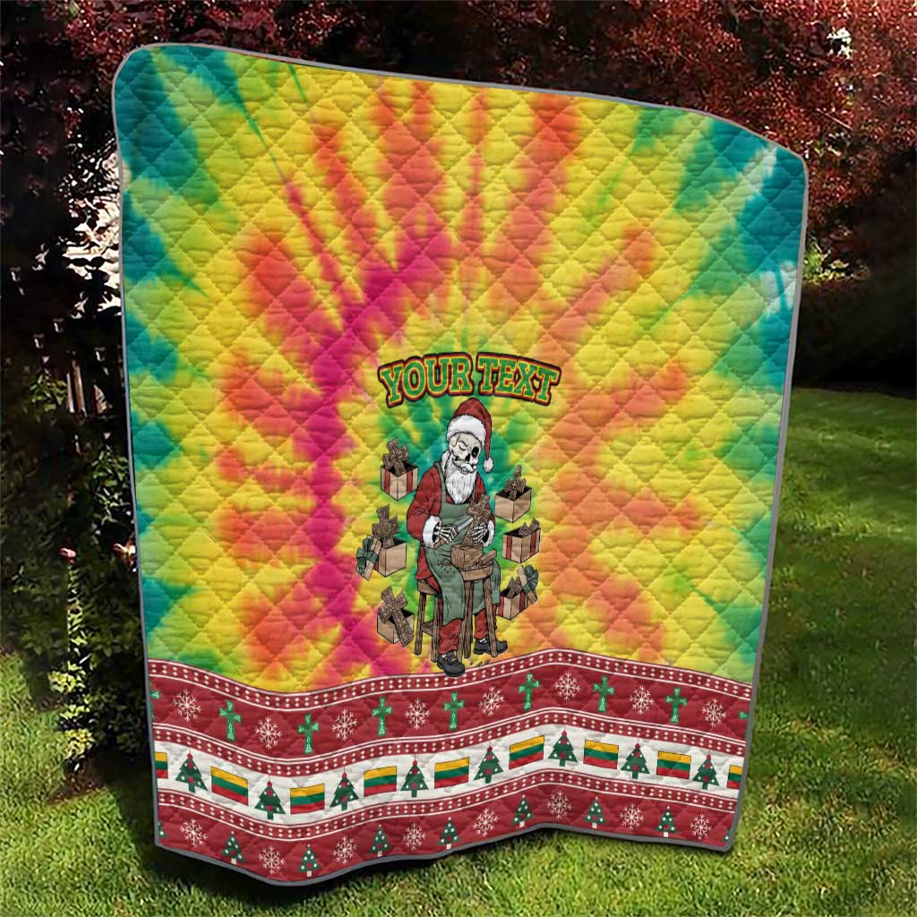 Personalized Lithuania Christmas Quilt Skeleton Cross Tie-Dye Vintage - Wonder Print Shop