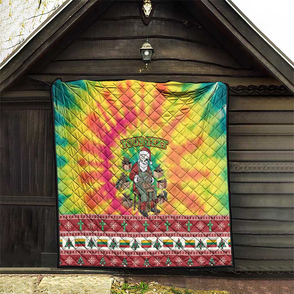Personalized Lithuania Christmas Quilt Skeleton Cross Tie-Dye Vintage - Wonder Print Shop