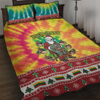 Personalized Lithuania Christmas Quilt Bed Set Skeleton Cross Tie-Dye Vintage - Wonder Print Shop