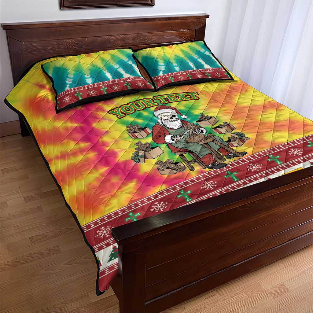 Personalized Lithuania Christmas Quilt Bed Set Skeleton Cross Tie-Dye Vintage - Wonder Print Shop