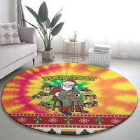 Personalized Lithuania Christmas Round Carpet Skeleton Cross Tie-Dye Vintage - Wonder Print Shop