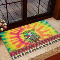 Personalized Lithuania Christmas Rubber Doormat Skeleton Cross Tie-Dye Vintage - Wonder Print Shop