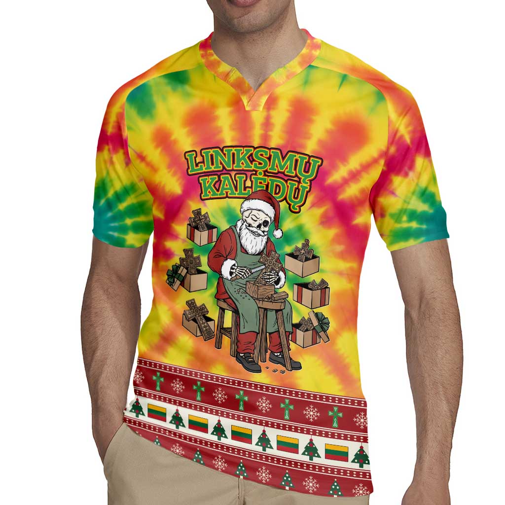 Personalized Lithuania Christmas Rugby Jersey Skeleton Cross Tie-Dye Vintage - Wonder Print Shop