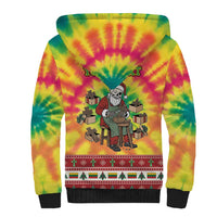 Personalized Lithuania Christmas Sherpa Hoodie Skeleton Cross Tie-Dye Vintage - Wonder Print Shop