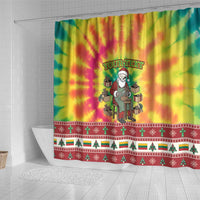 Personalized Lithuania Christmas Shower Curtain Skeleton Cross Tie-Dye Vintage - Wonder Print Shop