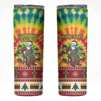 Personalized Lithuania Christmas Skinny Tumbler Skeleton Cross Tie-Dye Vintage - Wonder Print Shop