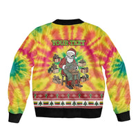 Personalized Lithuania Christmas Sleeve Zip Bomber Jacket Skeleton Cross Tie-Dye Vintage - Wonder Print Shop