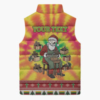 Personalized Lithuania Christmas Sleeveless Puffer Jacket Skeleton Cross Tie-Dye Vintage - Wonder Print Shop