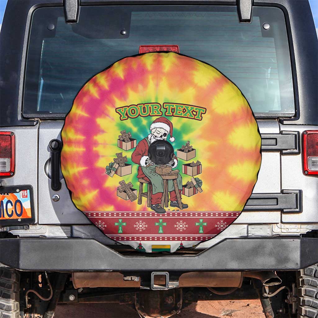 Personalized Lithuania Christmas Spare Tire Cover Skeleton Cross Tie-Dye Vintage - Wonder Print Shop
