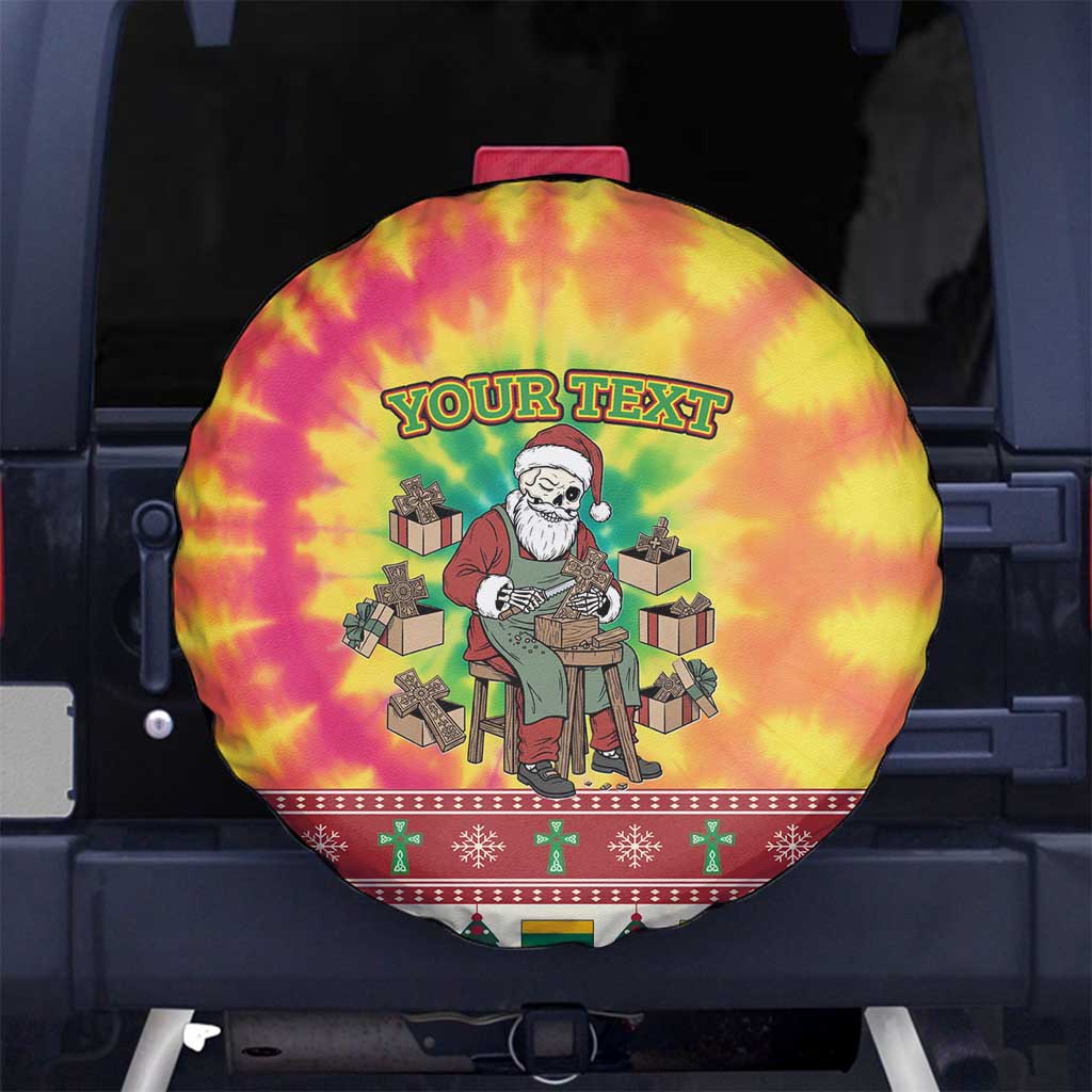 Personalized Lithuania Christmas Spare Tire Cover Skeleton Cross Tie-Dye Vintage - Wonder Print Shop