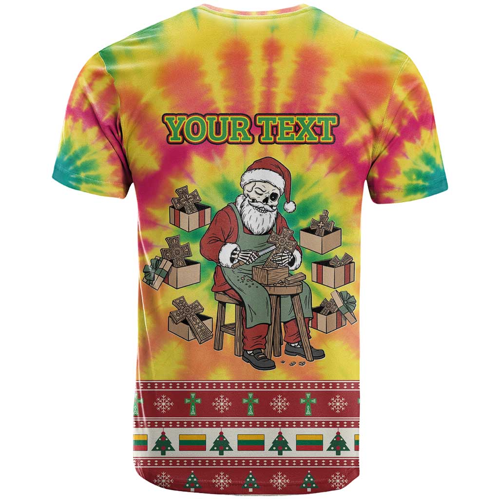 Personalized Lithuania Christmas T Shirt Skeleton Cross Tie-Dye Vintage - Wonder Print Shop
