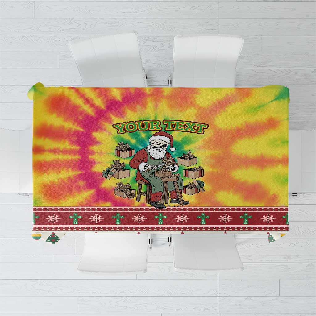 Personalized Lithuania Christmas Tablecloth Skeleton Cross Tie-Dye Vintage - Wonder Print Shop