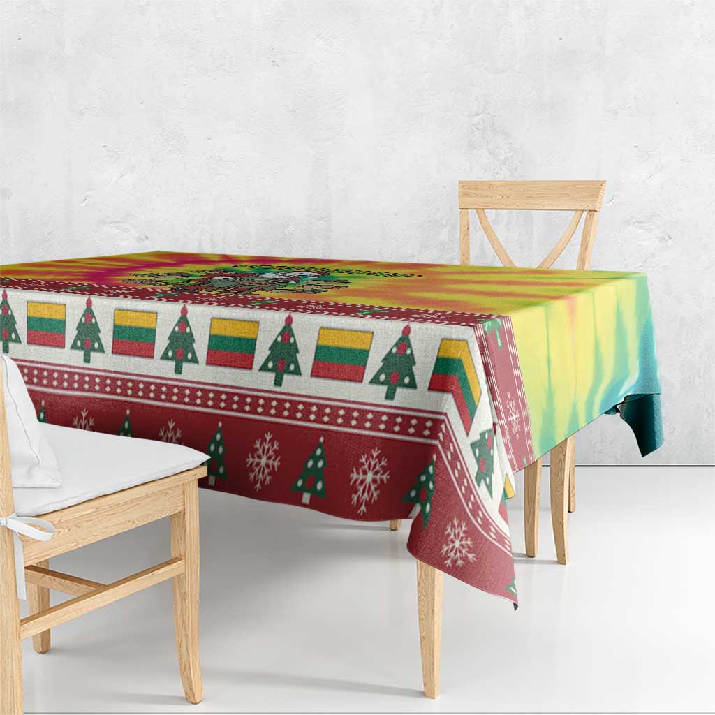 Personalized Lithuania Christmas Tablecloth Skeleton Cross Tie-Dye Vintage - Wonder Print Shop