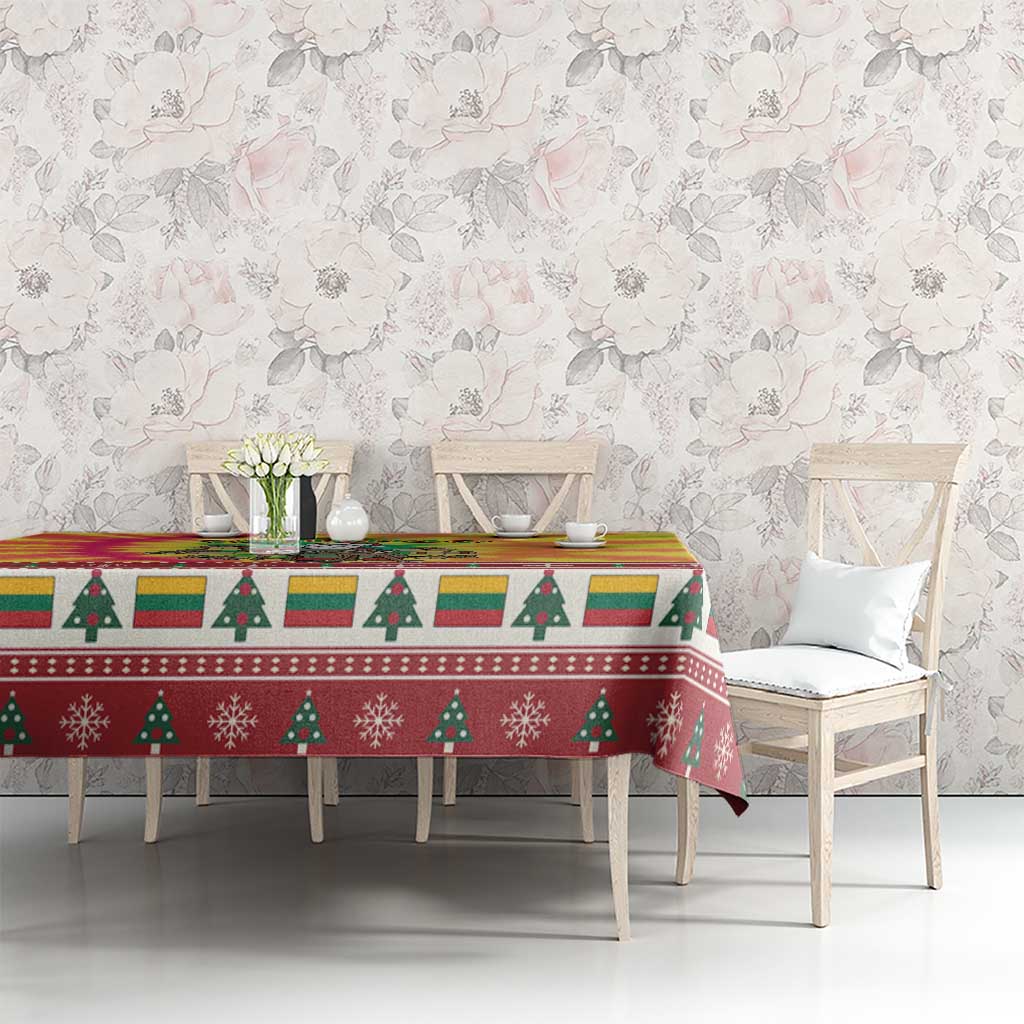 Personalized Lithuania Christmas Tablecloth Skeleton Cross Tie-Dye Vintage - Wonder Print Shop