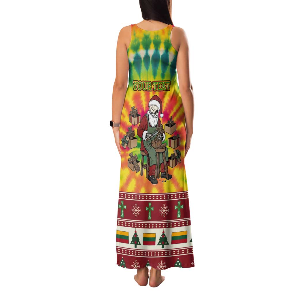 Personalized Lithuania Christmas Tank Maxi Dress Skeleton Cross Tie-Dye Vintage - Wonder Print Shop