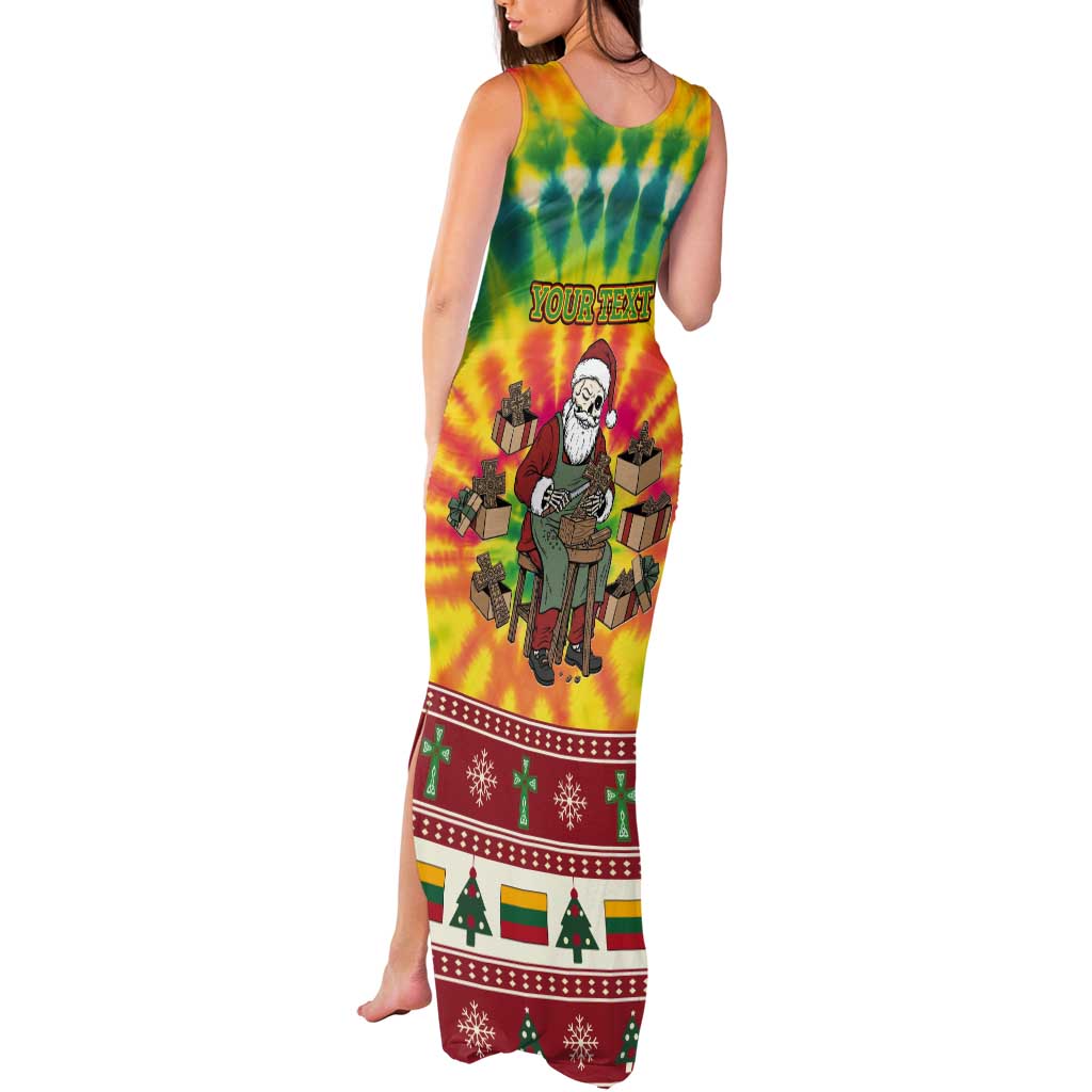 Personalized Lithuania Christmas Tank Maxi Dress Skeleton Cross Tie-Dye Vintage - Wonder Print Shop