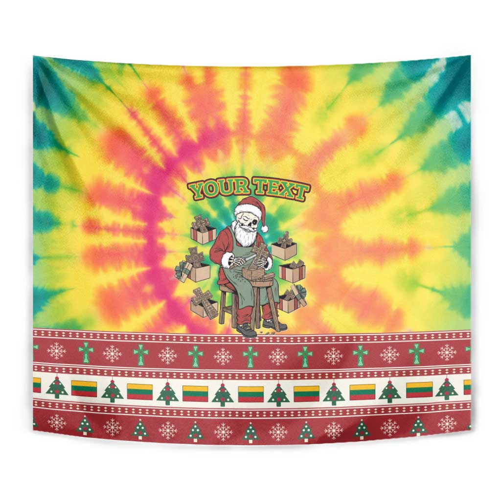 Personalized Lithuania Christmas Tapestry Skeleton Cross Tie-Dye Vintage - Wonder Print Shop