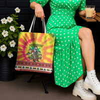 Personalized Lithuania Christmas Tote Bag Skeleton Cross Tie-Dye Vintage - Wonder Print Shop