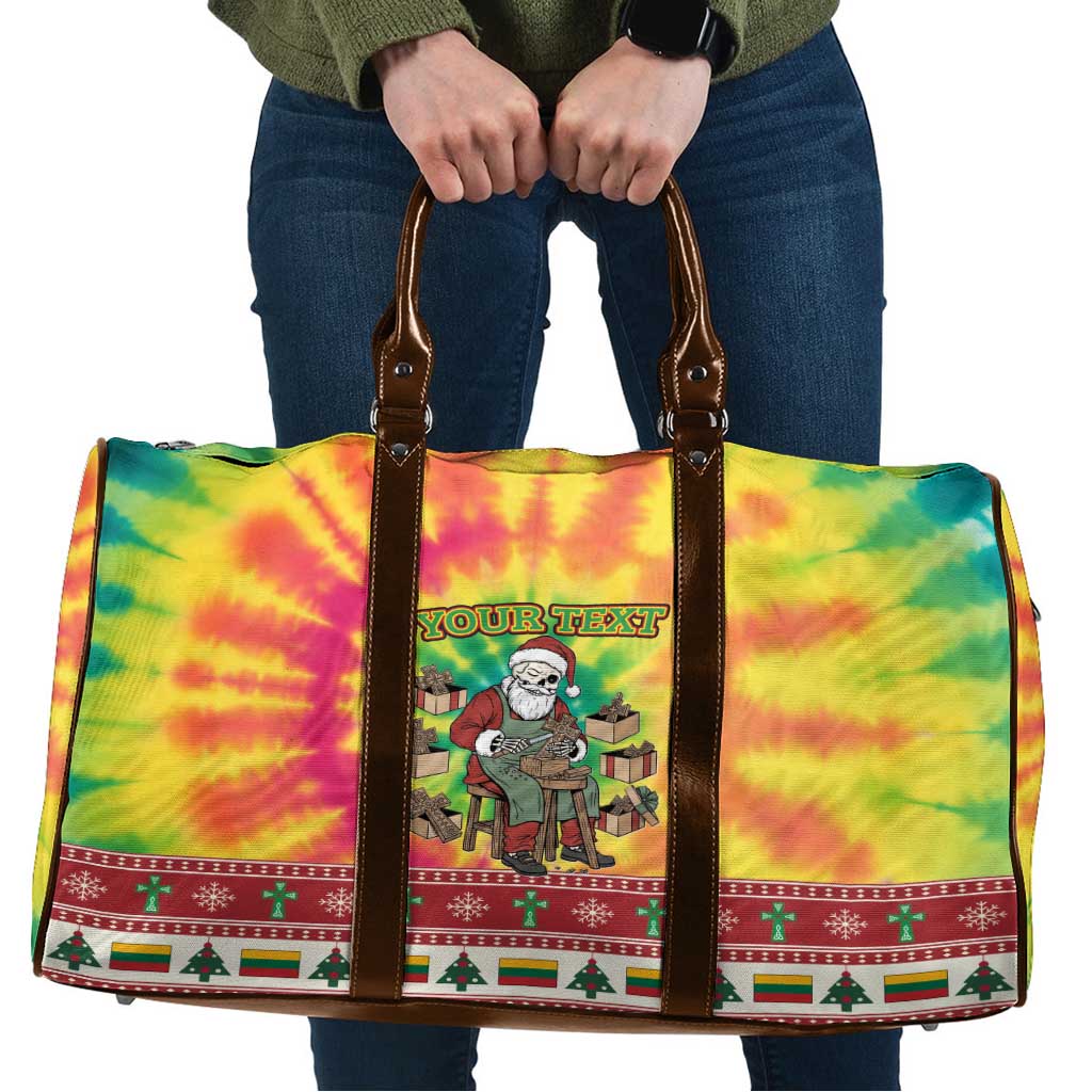 Personalized Lithuania Christmas Travel Bag Skeleton Cross Tie-Dye Vintage - Wonder Print Shop