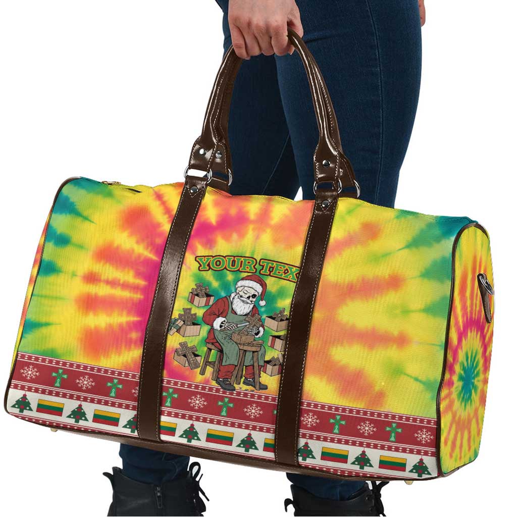 Personalized Lithuania Christmas Travel Bag Skeleton Cross Tie-Dye Vintage - Wonder Print Shop