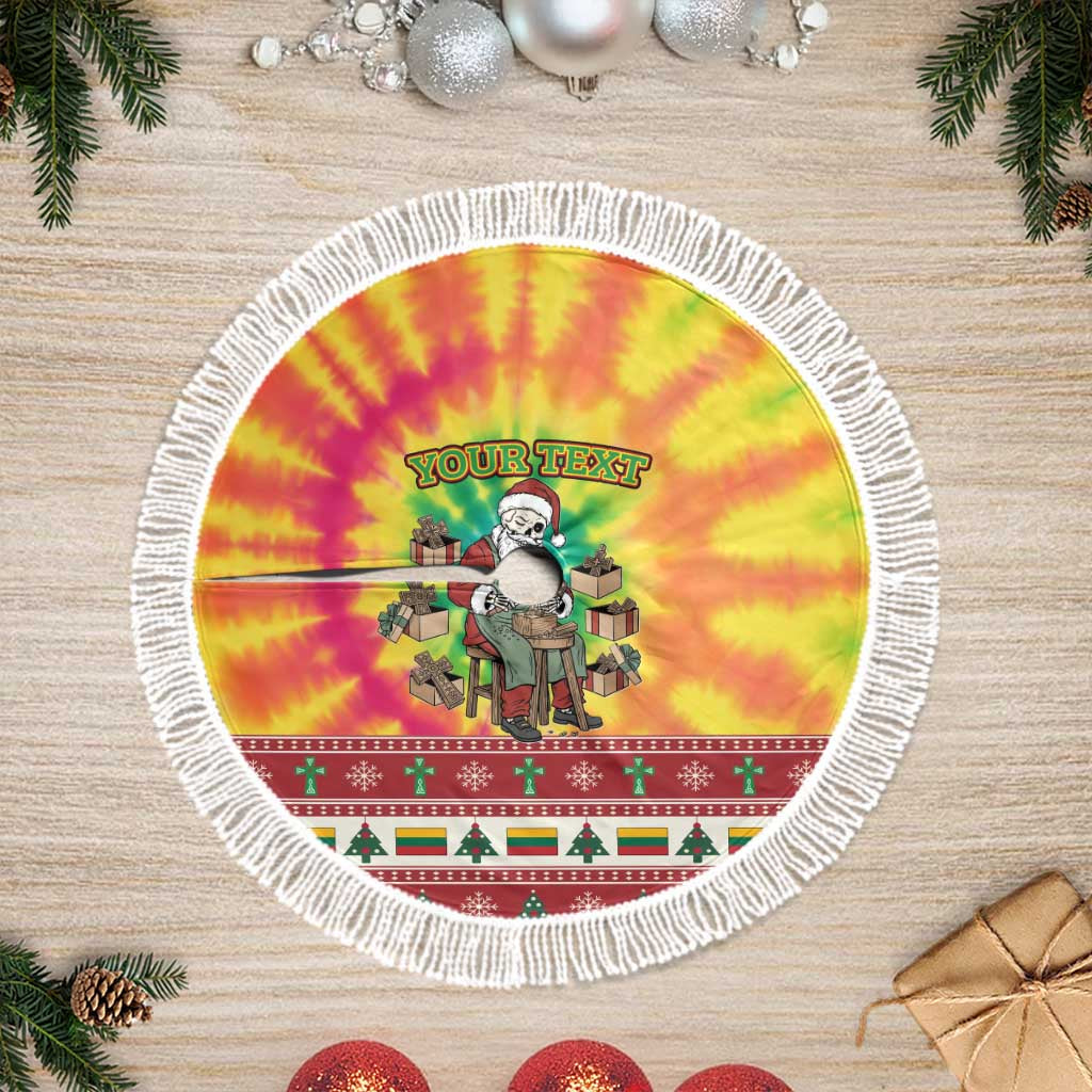 Personalized Lithuania Christmas Tree Skirt Skeleton Cross Tie-Dye Vintage LT19