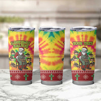 Personalized Lithuania Christmas Tumbler Cup Skeleton Cross Tie-Dye Vintage - Wonder Print Shop