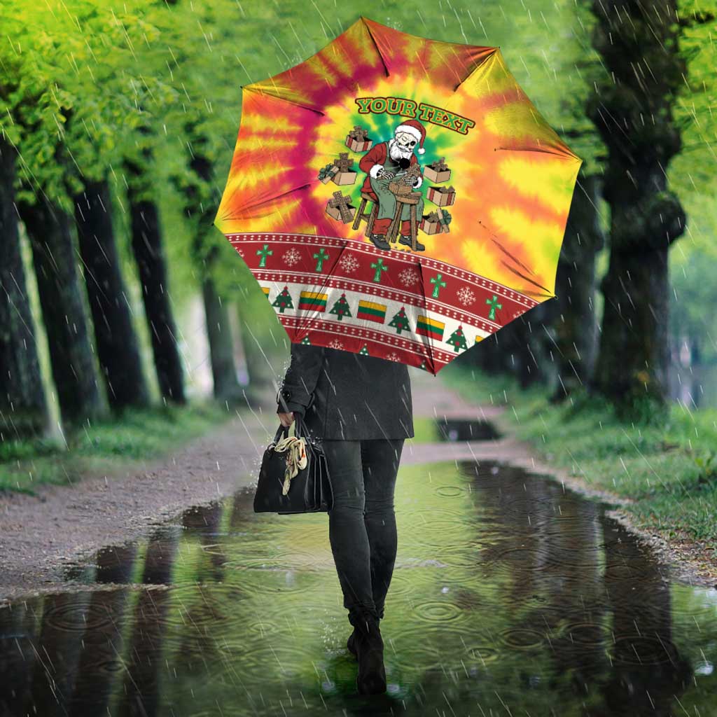 Personalized Lithuania Christmas Umbrella Skeleton Cross Tie-Dye Vintage - Wonder Print Shop