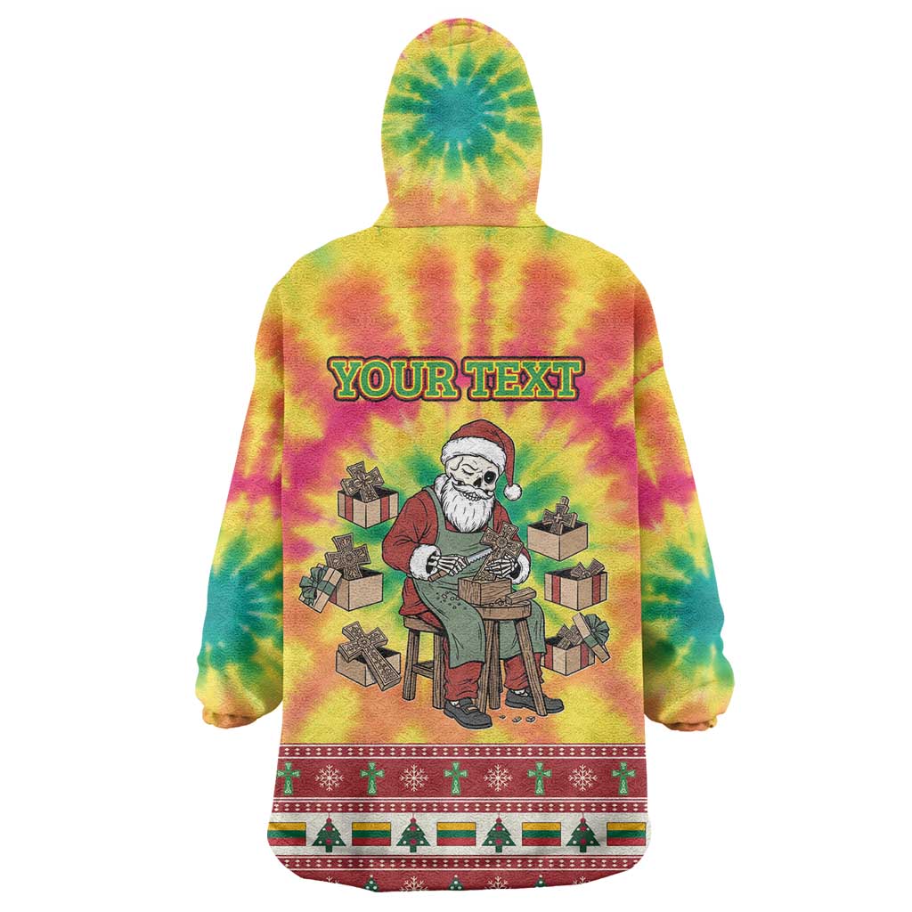 Personalized Lithuania Christmas Wearable Blanket Hoodie Skeleton Cross Tie-Dye Vintage - Wonder Print Shop