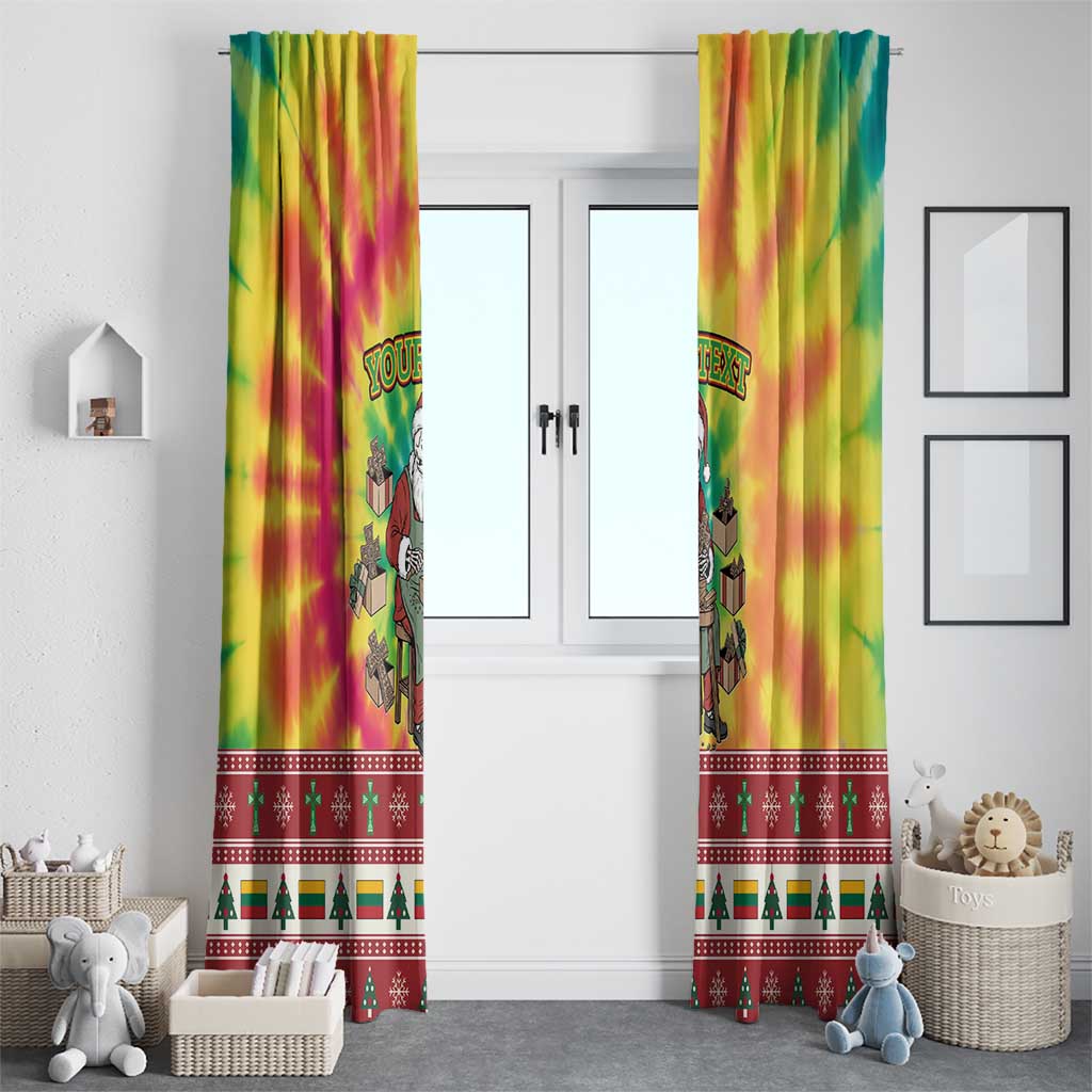 Personalized Lithuania Christmas Window Curtain Skeleton Cross Tie-Dye Vintage - Wonder Print Shop