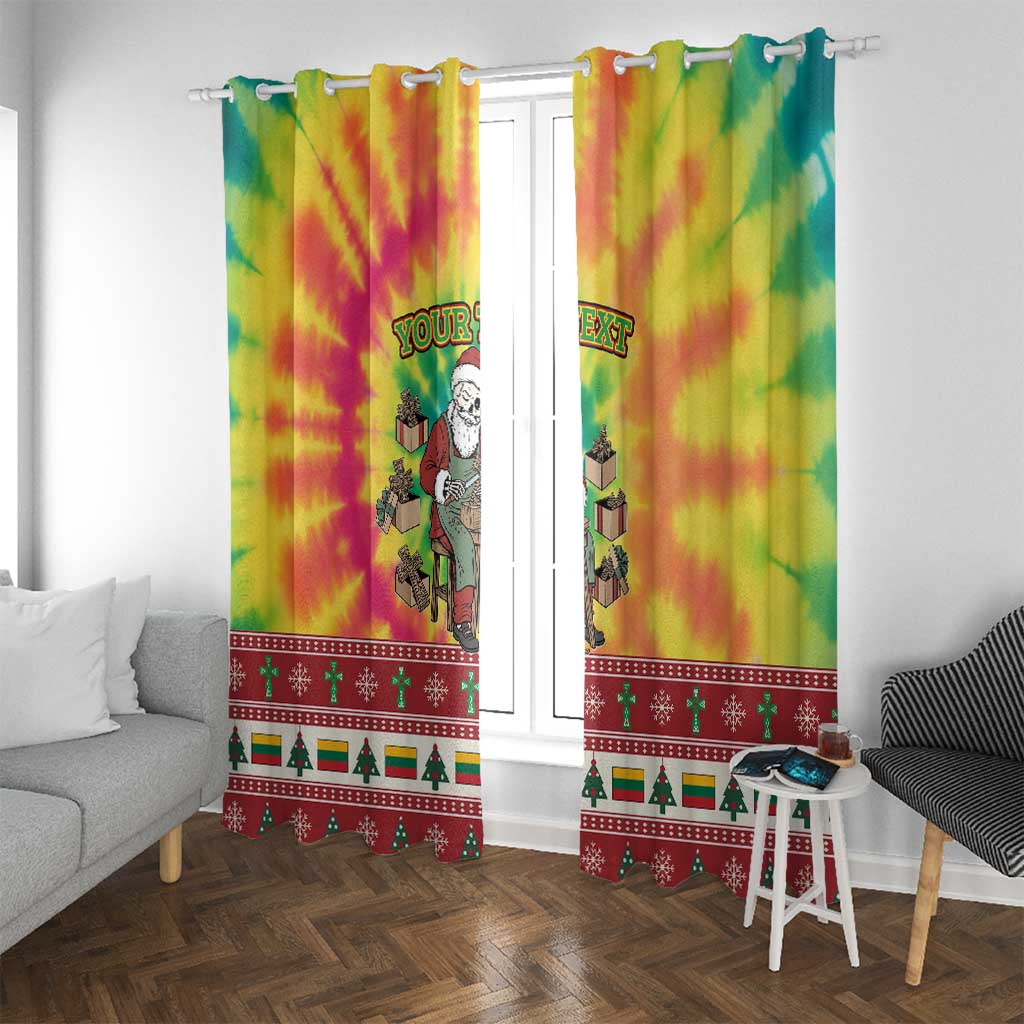 Personalized Lithuania Christmas Window Curtain Skeleton Cross Tie-Dye Vintage - Wonder Print Shop