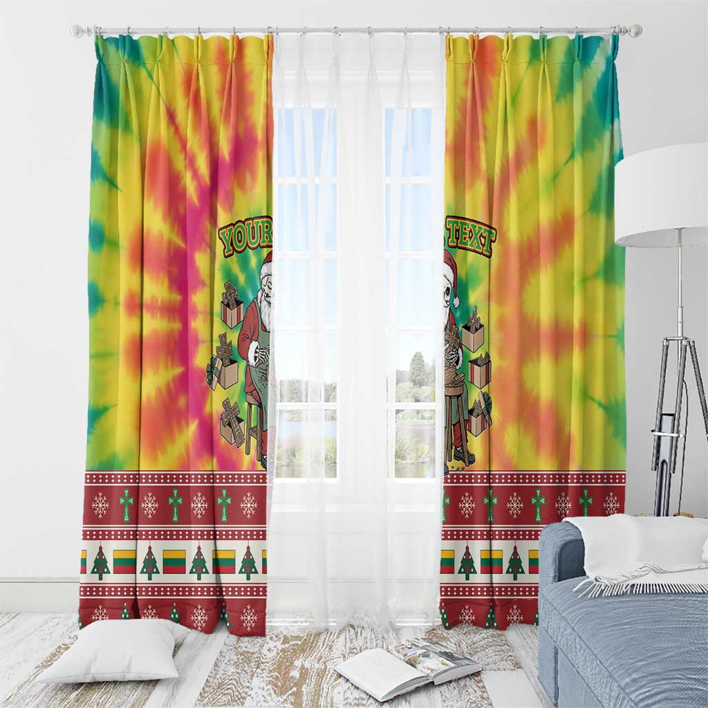 Personalized Lithuania Christmas Window Curtain Skeleton Cross Tie-Dye Vintage - Wonder Print Shop