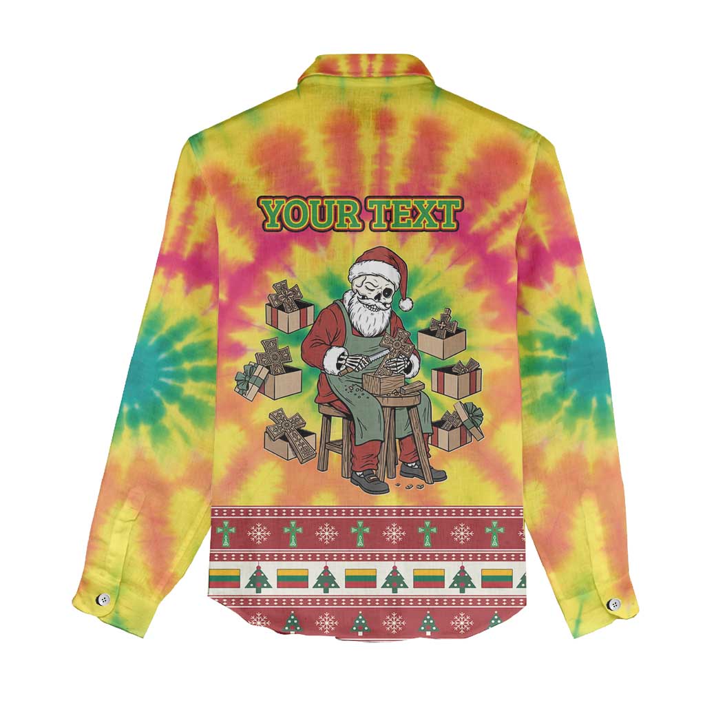 Personalized Lithuania Christmas Women Casual Shirt Skeleton Cross Tie-Dye Vintage - Wonder Print Shop