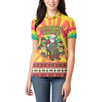 Personalized Lithuania Christmas Women Polo Shirt Skeleton Cross Tie-Dye Vintage - Wonder Print Shop