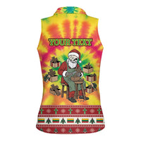 Personalized Lithuania Christmas Women Sleeveless Polo Shirt Skeleton Cross Tie-Dye Vintage - Wonder Print Shop