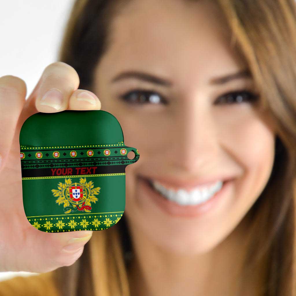 Personalized Portugal Christmas AirPods Case Emblem With Flag Style - Wonder Print Shop