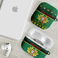 Personalized Portugal Christmas AirPods Case Emblem With Flag Style - Wonder Print Shop