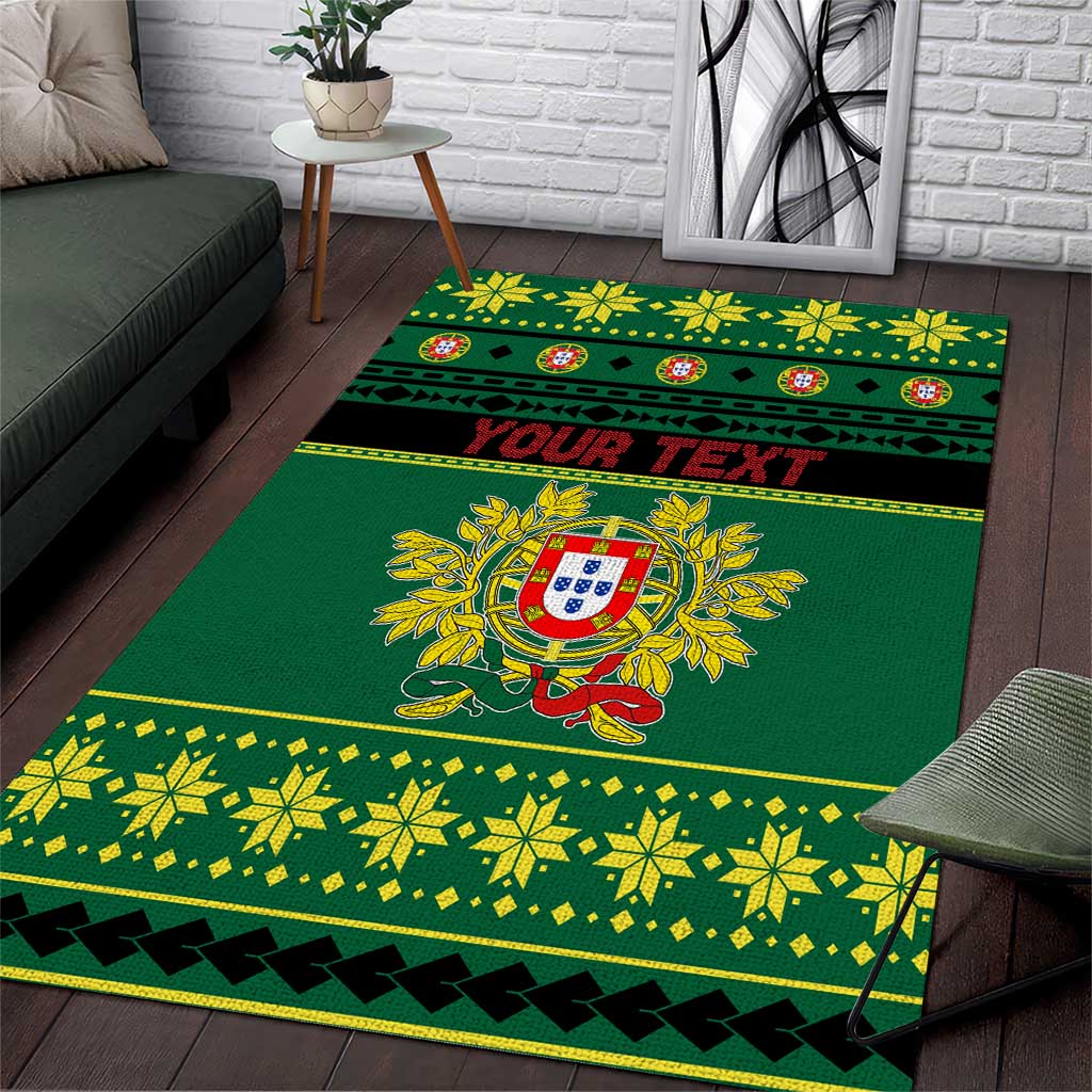 Personalized Portugal Christmas Area Rug Emblem With Flag Style - Wonder Print Shop