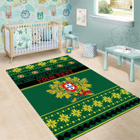 Personalized Portugal Christmas Area Rug Emblem With Flag Style - Wonder Print Shop