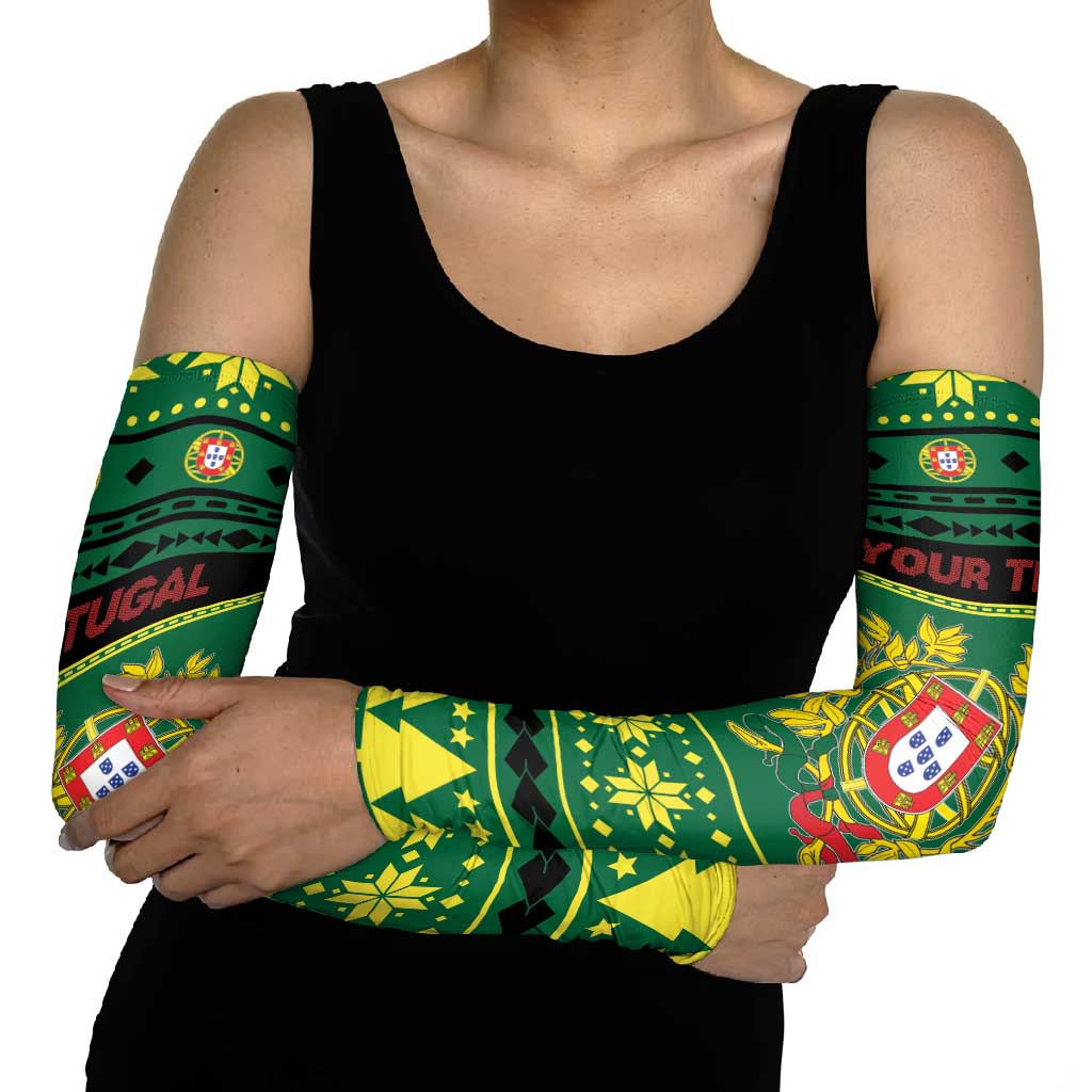 Personalized Portugal Christmas Arm Sleeves Emblem With Flag Style - Wonder Print Shop