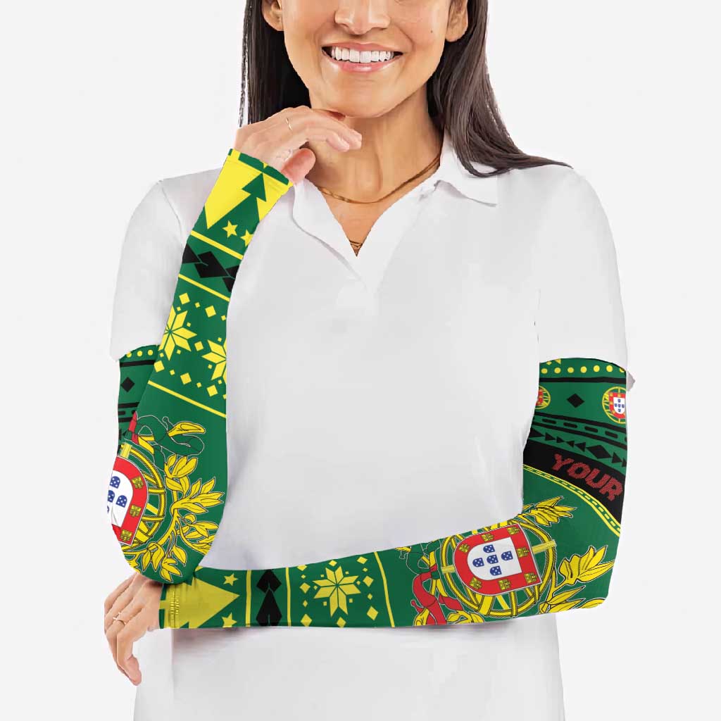 Personalized Portugal Christmas Arm Sleeves Emblem With Flag Style - Wonder Print Shop