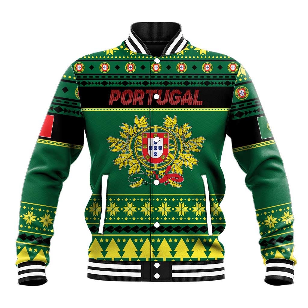 Personalized Portugal Christmas Baseball Jacket Emblem With Flag Style - Wonder Print Shop
