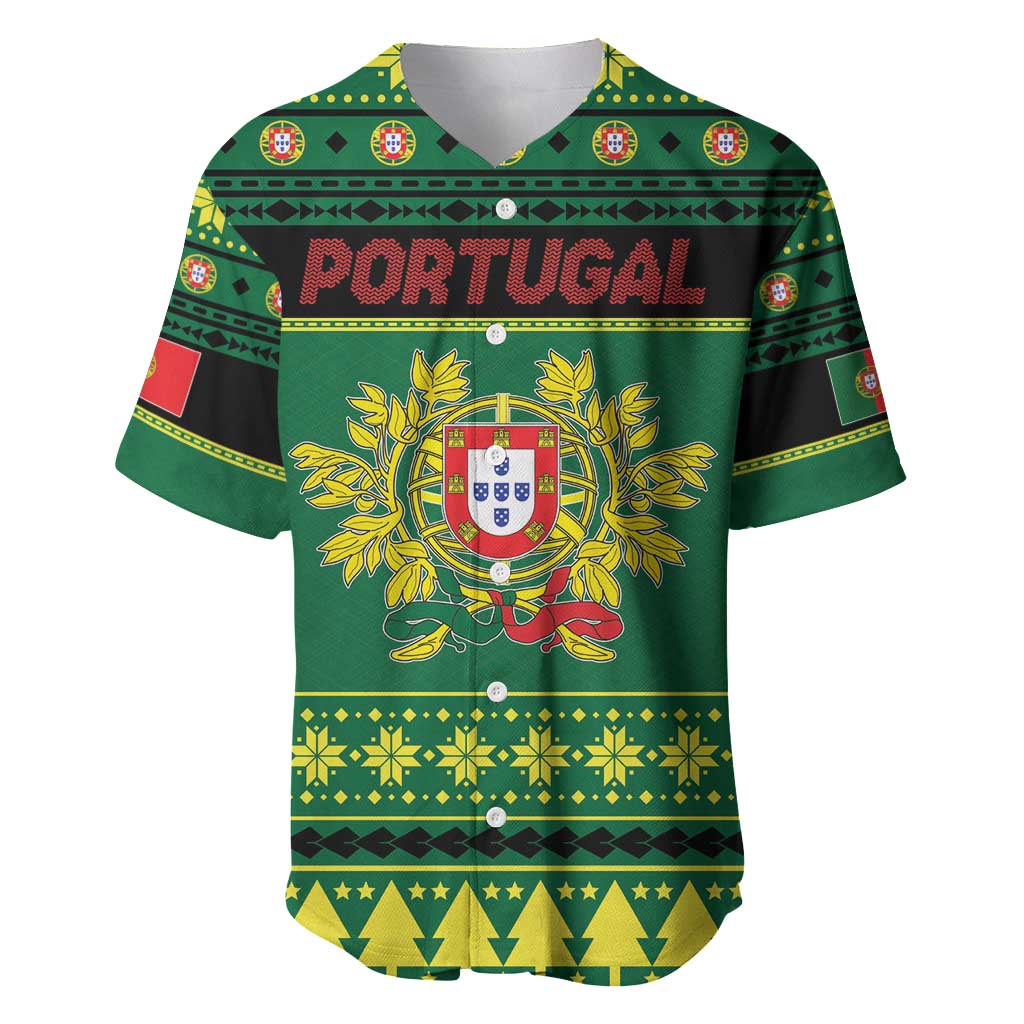 Personalized Portugal Christmas Baseball Jersey Emblem With Flag Style - Wonder Print Shop