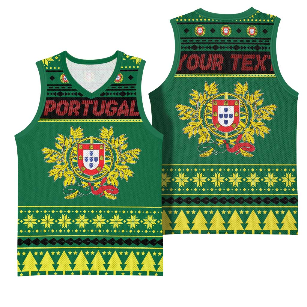 Personalized Portugal Christmas Basketball Jersey Emblem With Flag Style - Wonder Print Shop