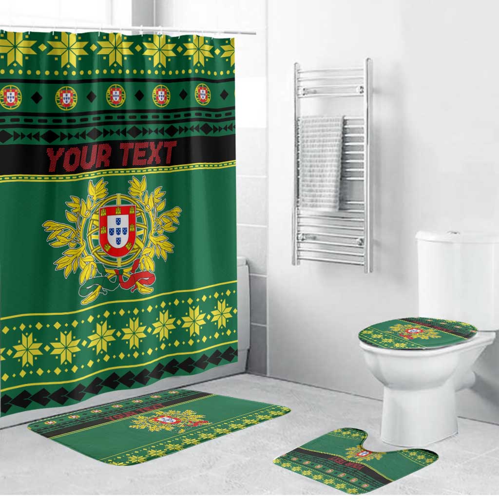 Personalized Portugal Christmas Bathroom Set Emblem With Flag Style - Wonder Print Shop
