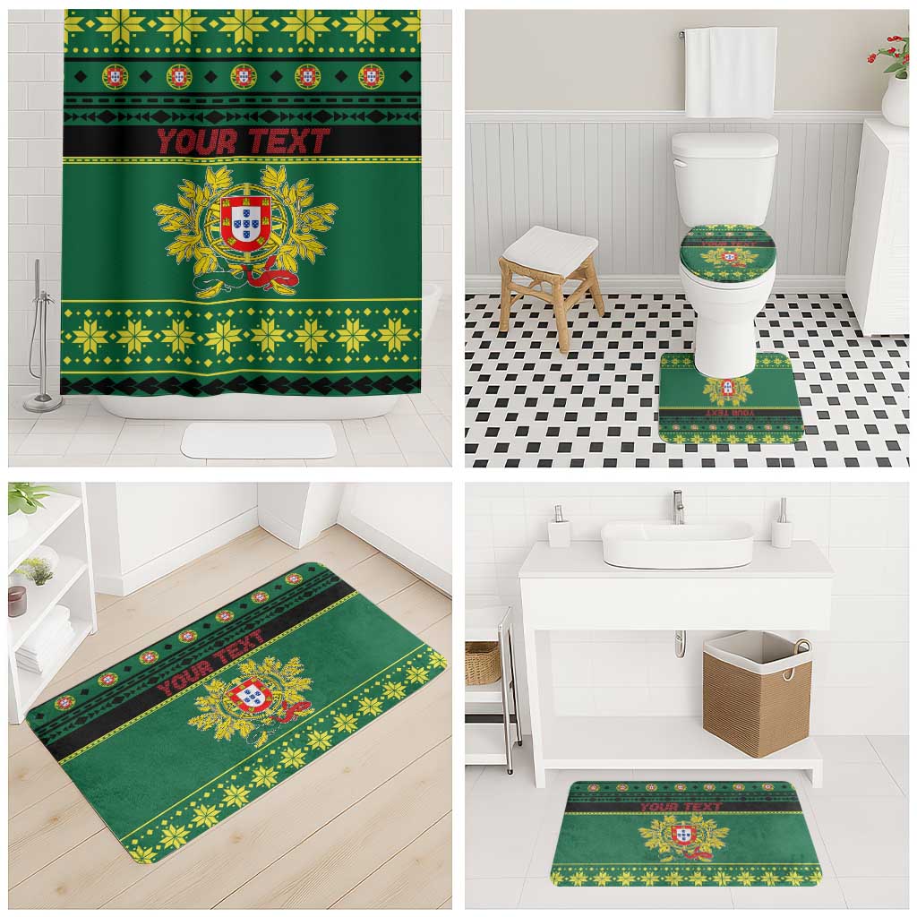 Personalized Portugal Christmas Bathroom Set Emblem With Flag Style - Wonder Print Shop