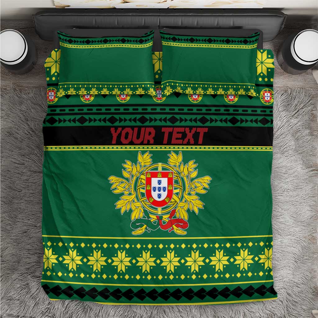 Personalized Portugal Christmas Bedding Set Emblem With Flag Style - Wonder Print Shop