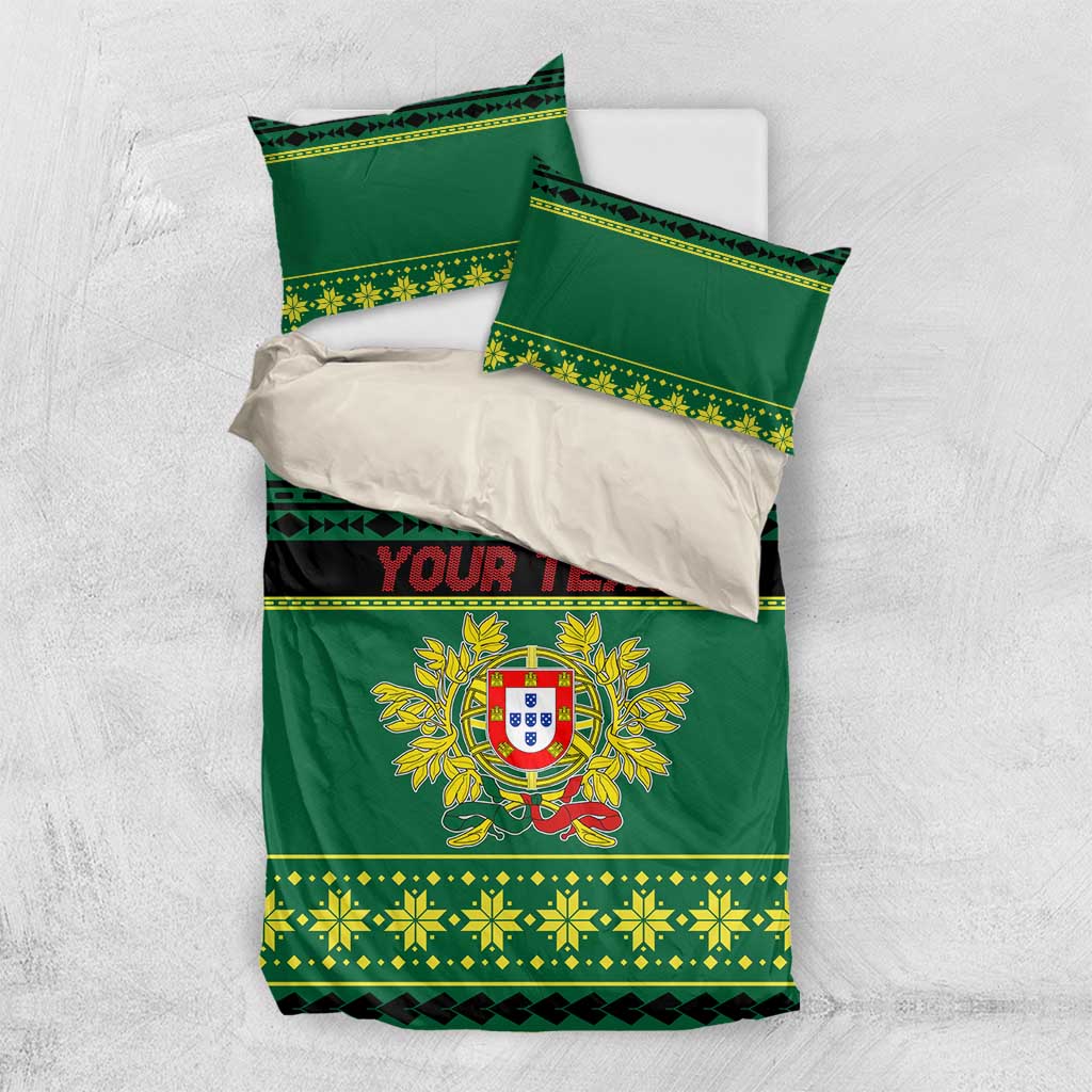 Personalized Portugal Christmas Bedding Set Emblem With Flag Style - Wonder Print Shop